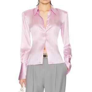 Helsa The Silk Charmeuse Shirt in Cherry Blossom, Size M